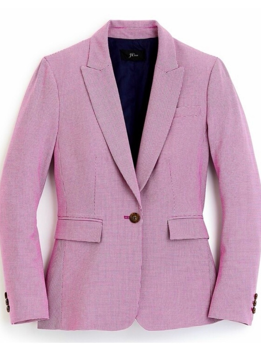 J. CREW Pink Peplum Back Houndstooth Blazer Office Business Size 10